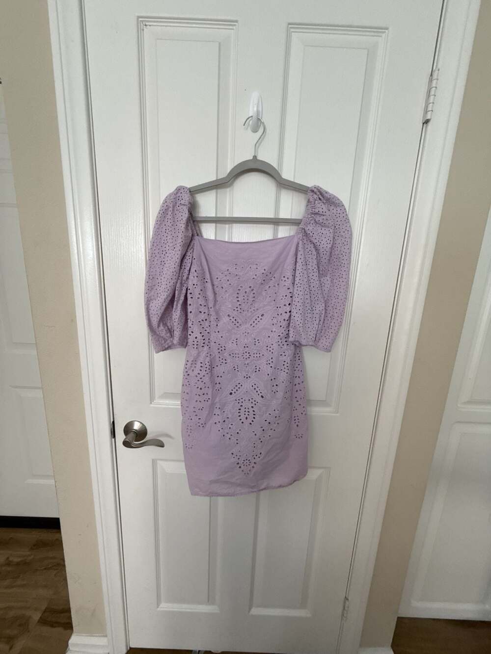 H&M Lavender Eyelet Puff Sleeve Mini Dress Size XXS